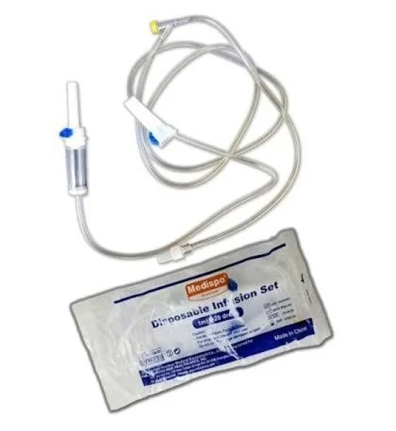 جهاز نقل مغذي طبي مع منظم قطرات (IV Infusion Set)