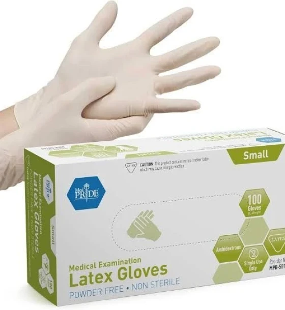 قفازات فحص لاتكس بودرة مقاس M (Latex Gloves M)