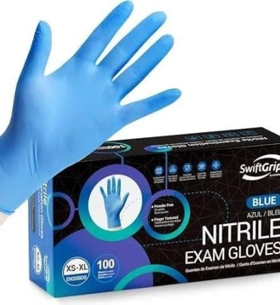 قفازات نيتريل خالية من البودرة أزرق L (Nitrile Gloves L)